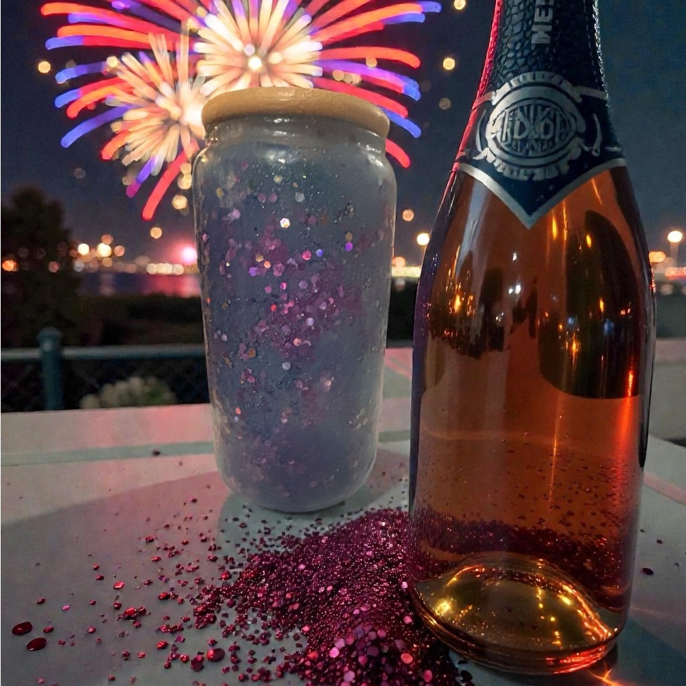 Sparkling Celebration Set with Glitter Jar and Champagne